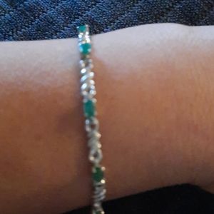 Elegant Emerald and Sterling Silver Bracelet